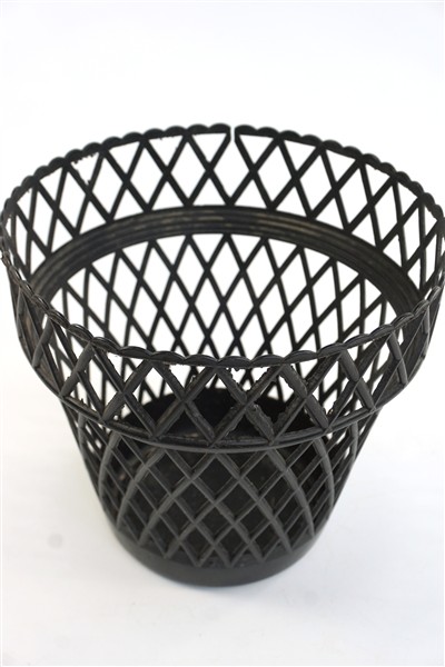 Vintage plastic plantenpot zwart